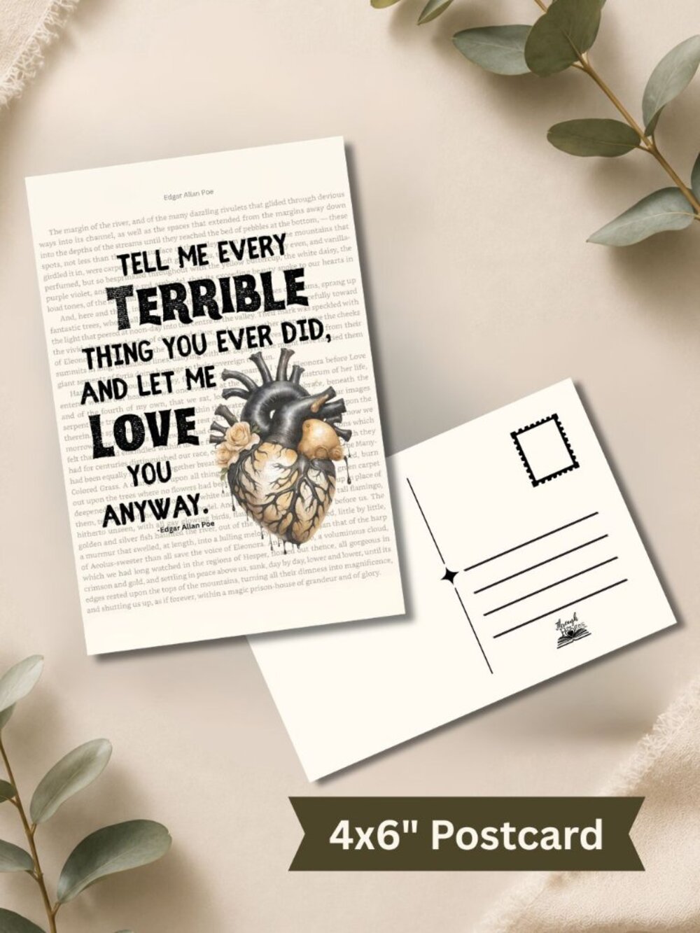 Edgar Allan Poe Book Page Postcard Mini Art Print